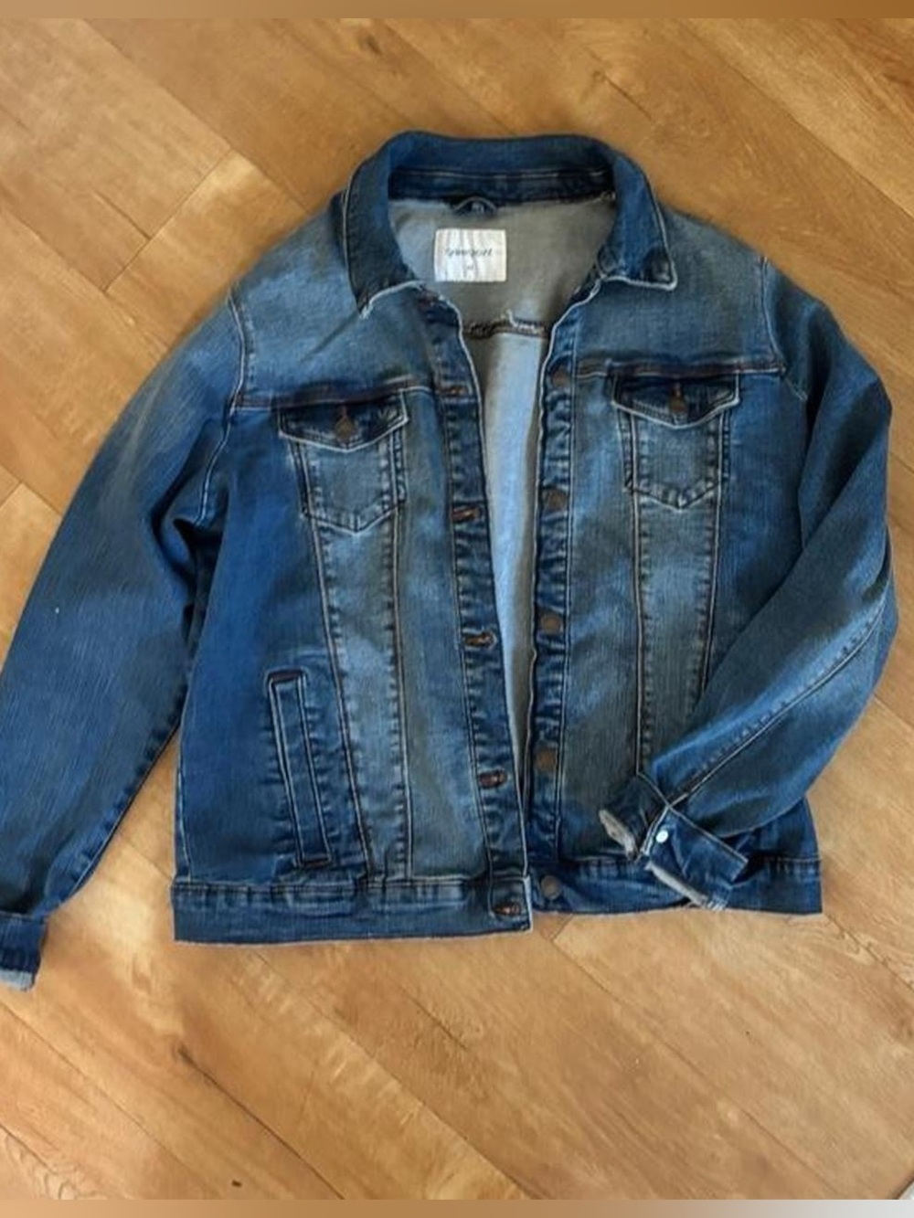 Casual Women's Blue Denim Bomber Jacket